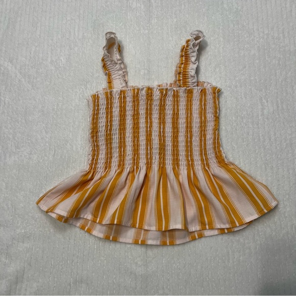 Market & Spruce Tan and White Ruffle Tank Top - Picture 3 of 4